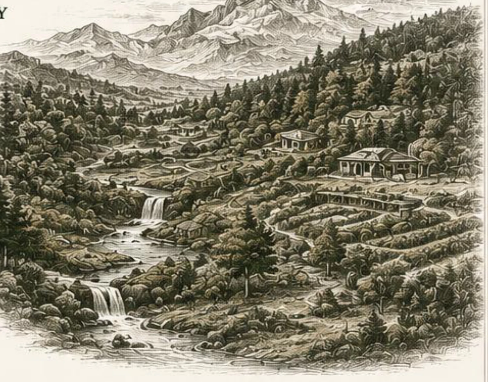 Aerial engraving of a regenerative community
