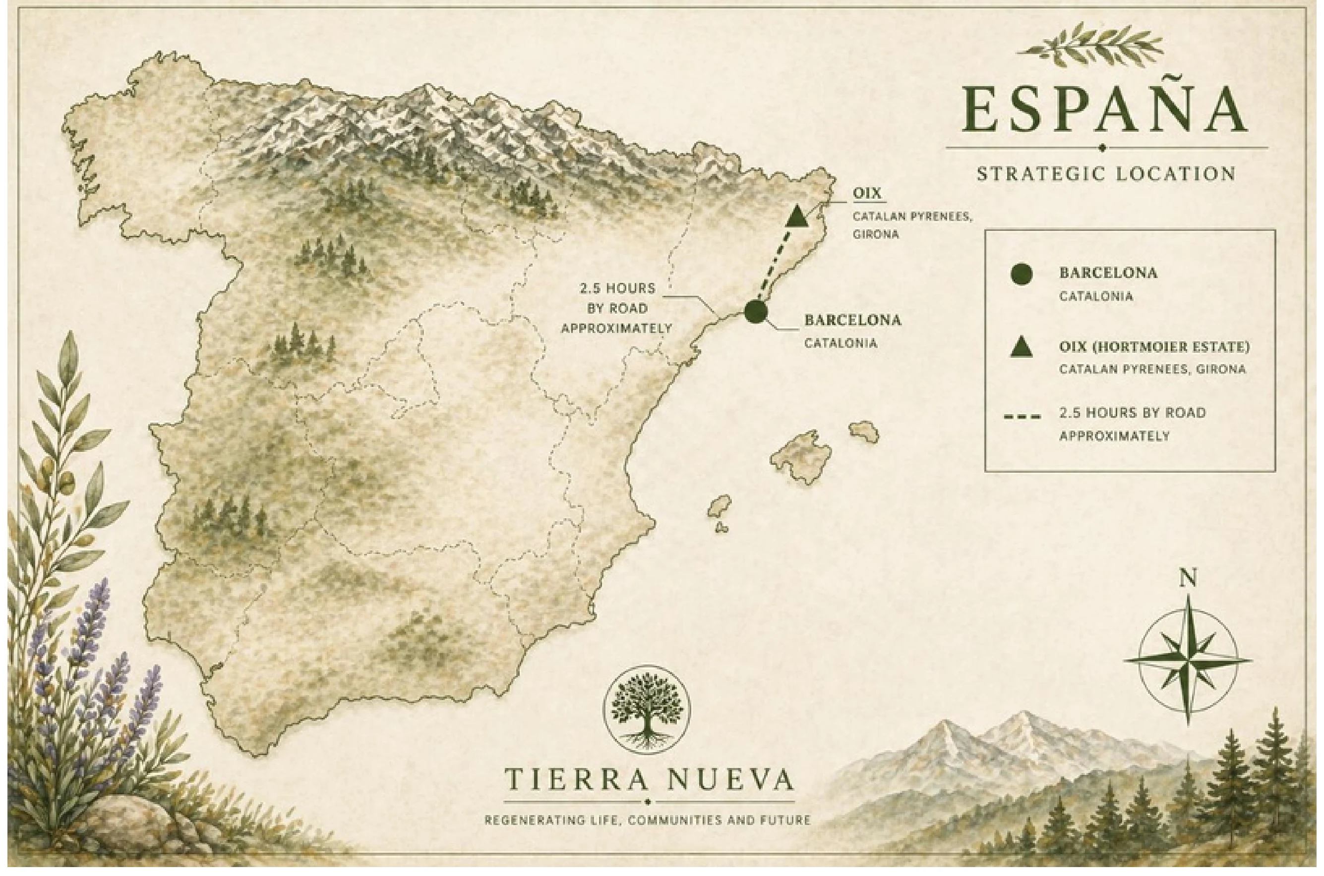 Antique map — Rancho Hortmoier, Catalan Pyrenees, Spain